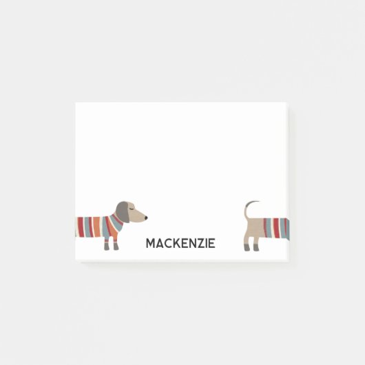 Fun Dachshund Wiener Dog Personalized Post-it Klebezettel (Vorderseite)