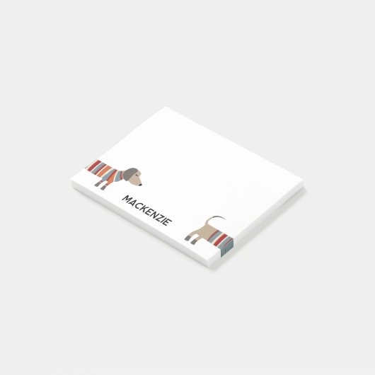 Fun Dachshund Wiener Dog Personalized Post-it Klebezettel (angewinkelt)