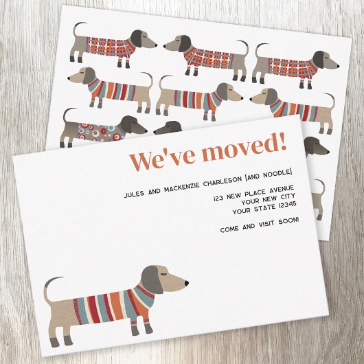 Fun Dachsund Dog Moving Announcement Ankündigung