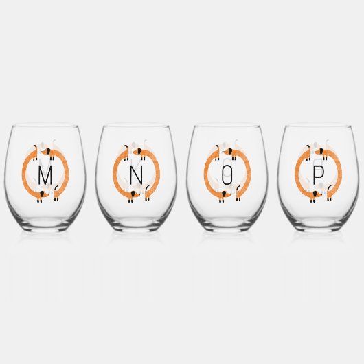 Fun Dackel Dackel Wurst Dog Monogramm erste Weinglas Ohne Stiel (Hinten)