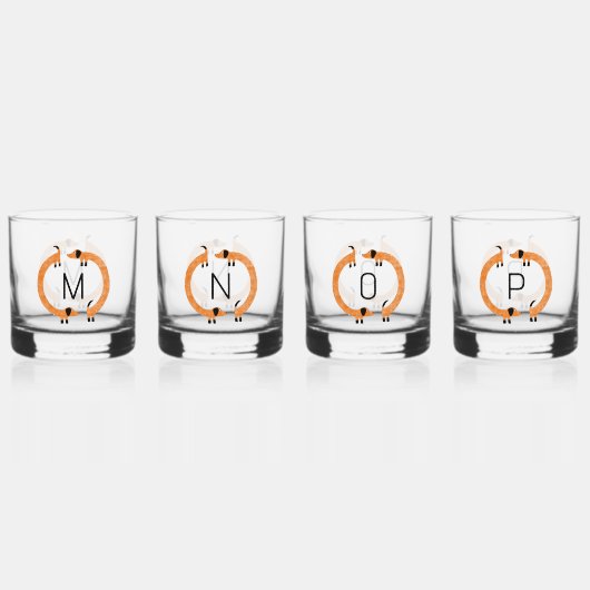 Fun Dackel Dackel Wurst Dog Monogramm erste Whiskyglas (Hinten)