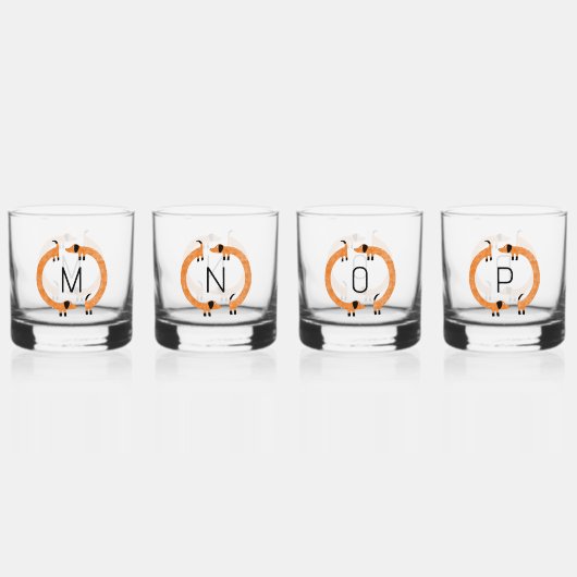 Fun Dackel Dackel Wurst Dog Monogramm erste Whiskyglas (Vorderseite)