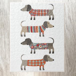 Fun Dackel Dackel Wurst Hund Puzzle<br><div class="desc">Niedliche kleine Dackel Würstchen oder Dackel Hunde in Wollstrickbekleidung. Ideal für Tierfreunde.</div>