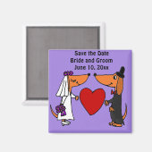 Fun Dackel Hunde Braut und Groom Hochzeit Kunst Magnet (Vorderseite/Rückseite)