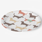 Fun-Dackel-Hundemuster Pappteller (Schrägansicht)