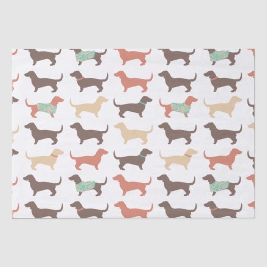 Fun-Dackel-Hundemuster Seidenpapier (Vorderseite)
