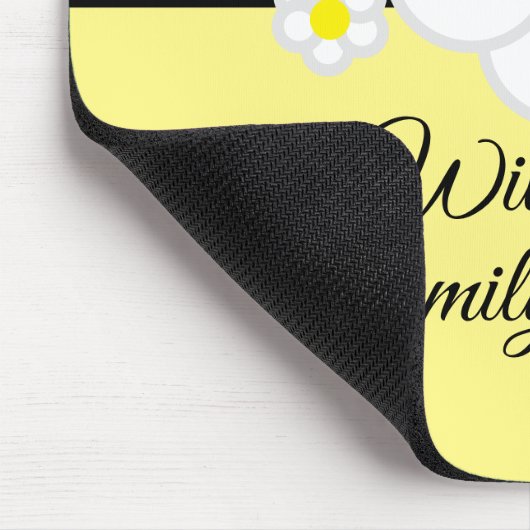 Fun Daisy Black Strip Gelbes Skript Mousepad (Ecke)