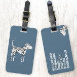Fun Dalmatiner Dog Gepäckanhänger<br><div class="desc">Niedlicher Dalmatiner Hund auf aquamarinem grünem Hintergrund. Originelle Kunst von Nic Squirrell. Ändern Sie die Details auf der Rückseite,  um sie zu personalisieren.</div>