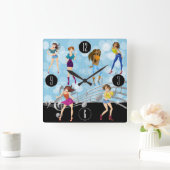 Fun Dance Music Girl Design Quadratische Wanduhr (Zuhause)