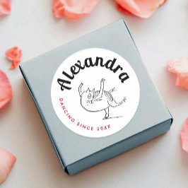 Fun Dancing Cat Red und White Edward Lear Classic Runder Aufkleber