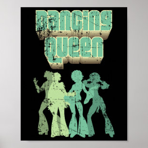 Fun Dancing Queen Disco Party Retro Distressed Des Poster