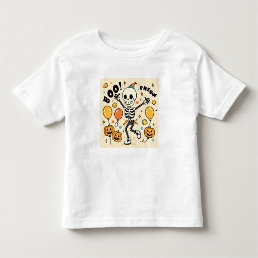 Fun Dancing Skeleton "Boo Crew" Halloween Vector Kleinkind T-shirt (Vorderseite)