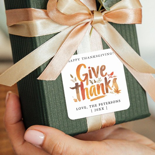 Fun Dankeschön Herbstfarben Brush Script Quadratischer Aufkleber