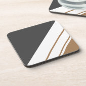 Fun Dark Gray Mocha Brown White Racing Streifen Getränkeuntersetzer (Linke Seite)