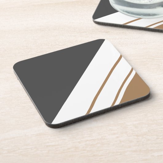 Fun Dark Gray Mocha Brown White Racing Streifen Getränkeuntersetzer (Linke Seite)