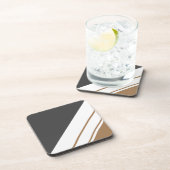 Fun Dark Gray Mocha Brown White Racing Streifen Getränkeuntersetzer (Rechte Seite)