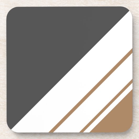 Fun Dark Gray Mocha Brown White Racing Streifen Getränkeuntersetzer (Vorderseite)