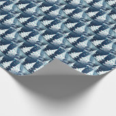 Fun Dark Light Blue Abstrakt Pine Tree Muster Geschenkpapier (Ecke)