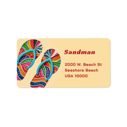Fun Decorated Painted Flip Flops Adresse Adressaufkleber (Vorne)
