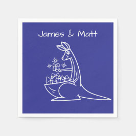 Fun Deep Blue Kangaroo Geburtstagsparty Serviette