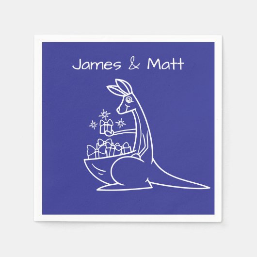 Fun Deep Blue Kangaroo Geburtstagsparty Serviette (Vorderseite)