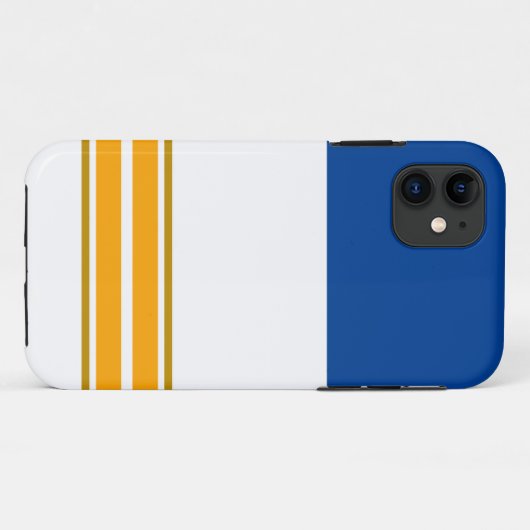 Fun Deep Blue White Gelb Boden Racing Streifen Case-Mate iPhone Hülle (Rückseite (Horizontal))