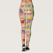 Fun Design Niedliche handgezogene Cupcakes l Beige Leggings (Rückseite)