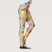 Fun Design Niedliche handgezogene Cupcakes l Beige Leggings (Rechts)