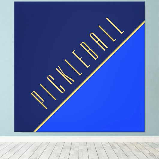 Fun Diagonal Bold Blue Warm Pickleball Text Leinwanddruck (Insitu (Holzboden))