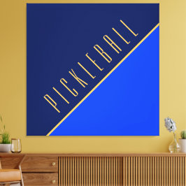 Fun Diagonal Bold Blue Warm Pickleball Text Leinwanddruck