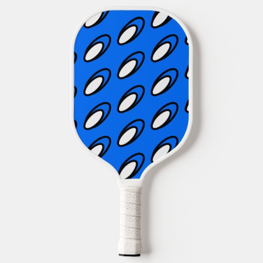 Fun Diagonal Bright Blue White Tiled Oval Muster Pickleball Schläger (Rückseite)