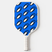 Fun Diagonal Bright Blue White Tiled Oval Muster Pickleball Schläger (Vorderseite)