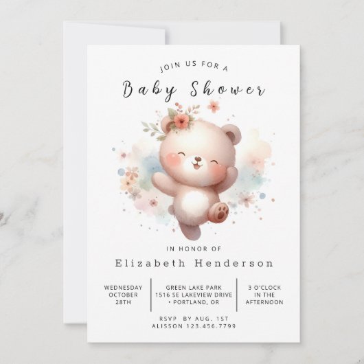 Fun Digital Bear Baby Dusche Einladung (Vorderseite)