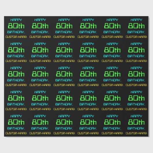 Fun Digital Computing Thema 80. Geburtstag Geschenkpapier (Flach)