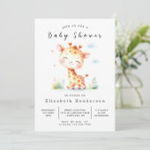 Fun Digital Giraffe Baby Dusche Einladung (Stehend Vorderseite)