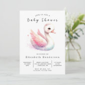 Fun Digital Swan Baby Dusche Einladung (Stehend Vorderseite)
