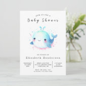 Fun Digital Whale Baby Dusche Einladung (Stehend Vorderseite)