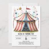 Fun Digital Whimsy Circus Geburtstag Einladung (Vorderseite)