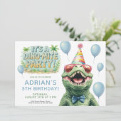 Fun Dino Birthday Party Design Einladung (Stehend Vorderseite)