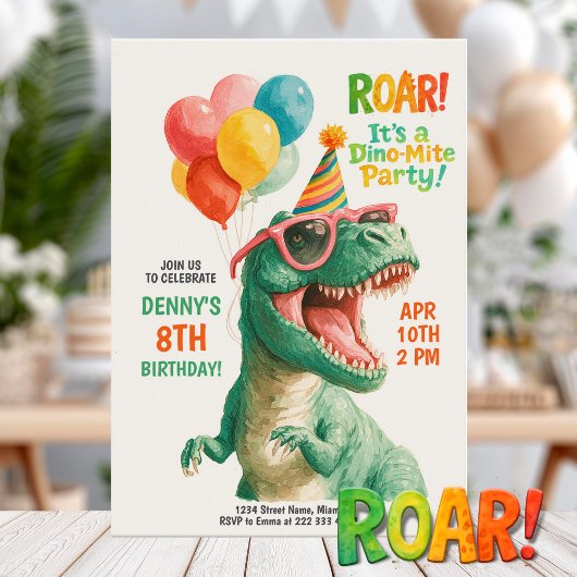 Fun Dino Birthday Party Design Einladung