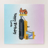 Fun DINO Dinosaurier Traktor Farm School Geburtsta Puzzle (Horizontal)