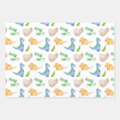 Fun Dino Party Dinosaur Dots Lines Niedlich Kids Geschenkpapier Set (Vorderseite)