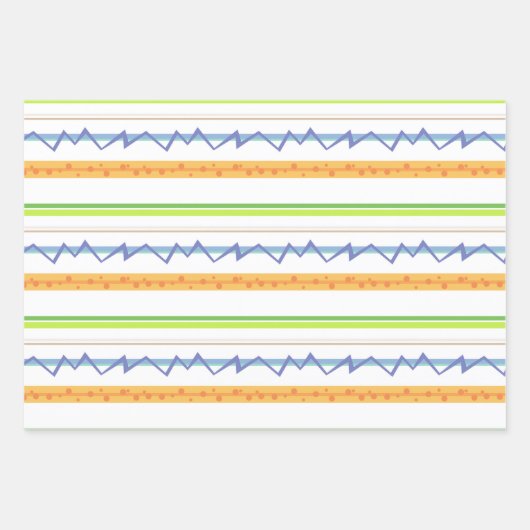 Fun Dino Party Dinosaur Dots Lines Niedlich Kids Geschenkpapier Set (Vorderseite 3)