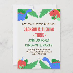 Fun Dino Party Template für Kinder Einladung