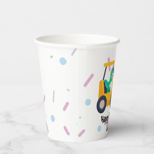 Fun dino Traktor Truck Birthday School Kinder Pappbecher (Rechts)