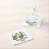 Fun dino Traktor Truck Birthday School Kinder Rechteckiger Pappuntersetzer (Vor Ort)