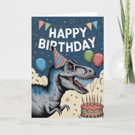 Fun Dinosaur Birthday Karte (Vorderseite)