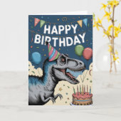 Fun Dinosaur Birthday Karte (Gelbe Blume)