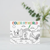 Fun Dinosaur-Farbseite Postkarte (Stehend Vorderseite)