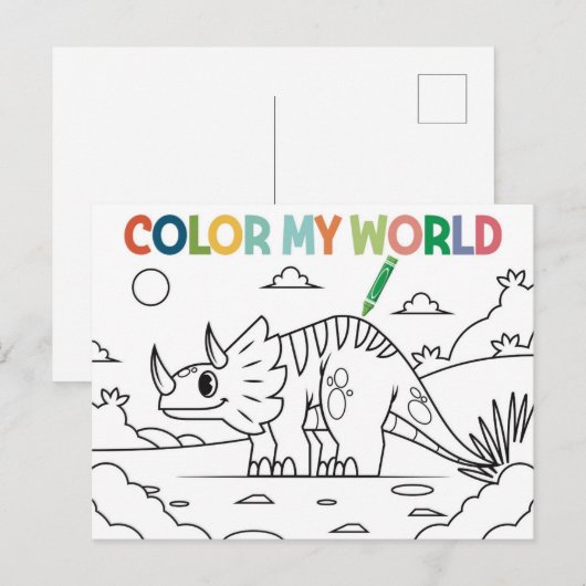 Fun Dinosaur-Farbseite Postkarte (Vorne/Hinten)